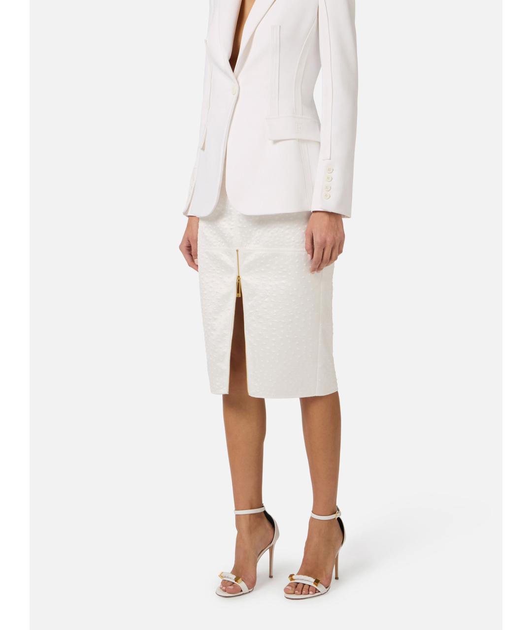 ELISABETTA FRANCHI Белая полиэстеровая юбка миди, фото 3