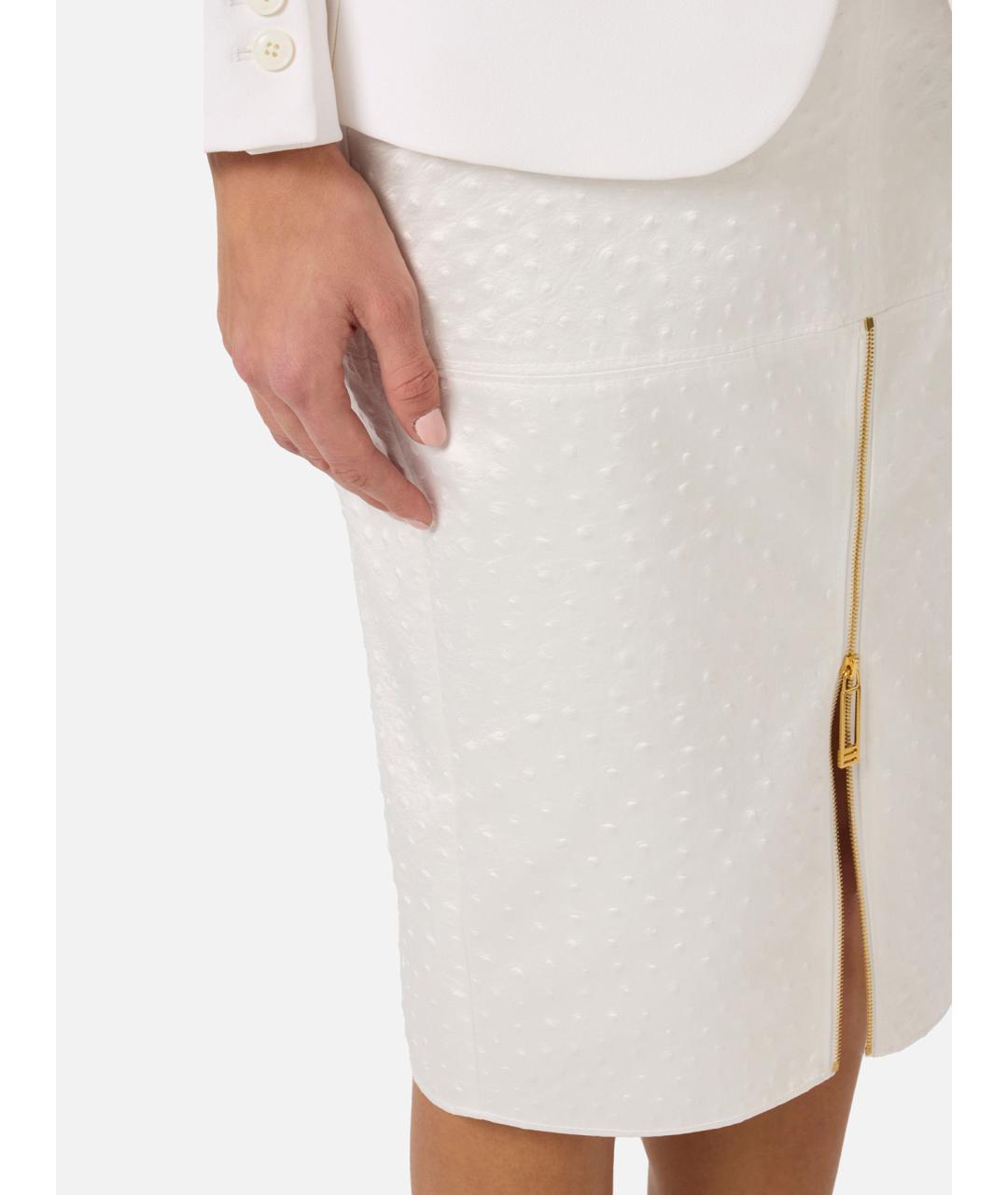 ELISABETTA FRANCHI Белая полиэстеровая юбка миди, фото 4
