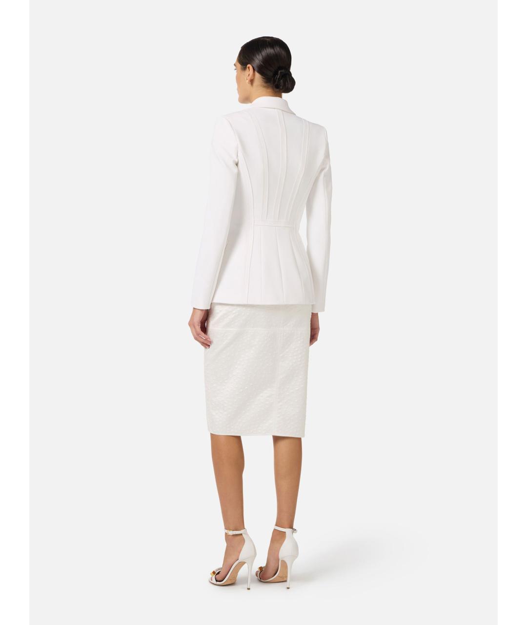 ELISABETTA FRANCHI Белая полиэстеровая юбка миди, фото 5