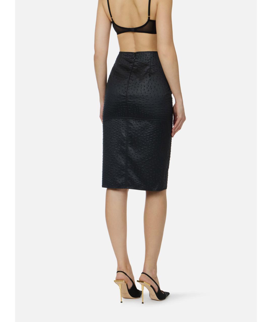 ELISABETTA FRANCHI Черная полиэстеровая юбка миди, фото 2
