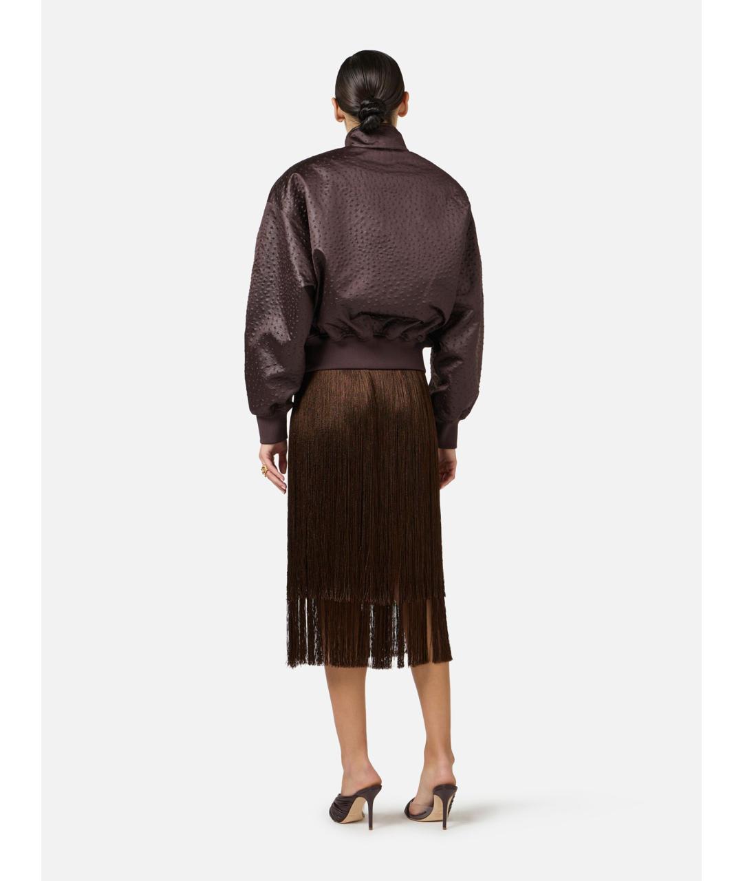 ELISABETTA FRANCHI Коричневая юбка миди, фото 4