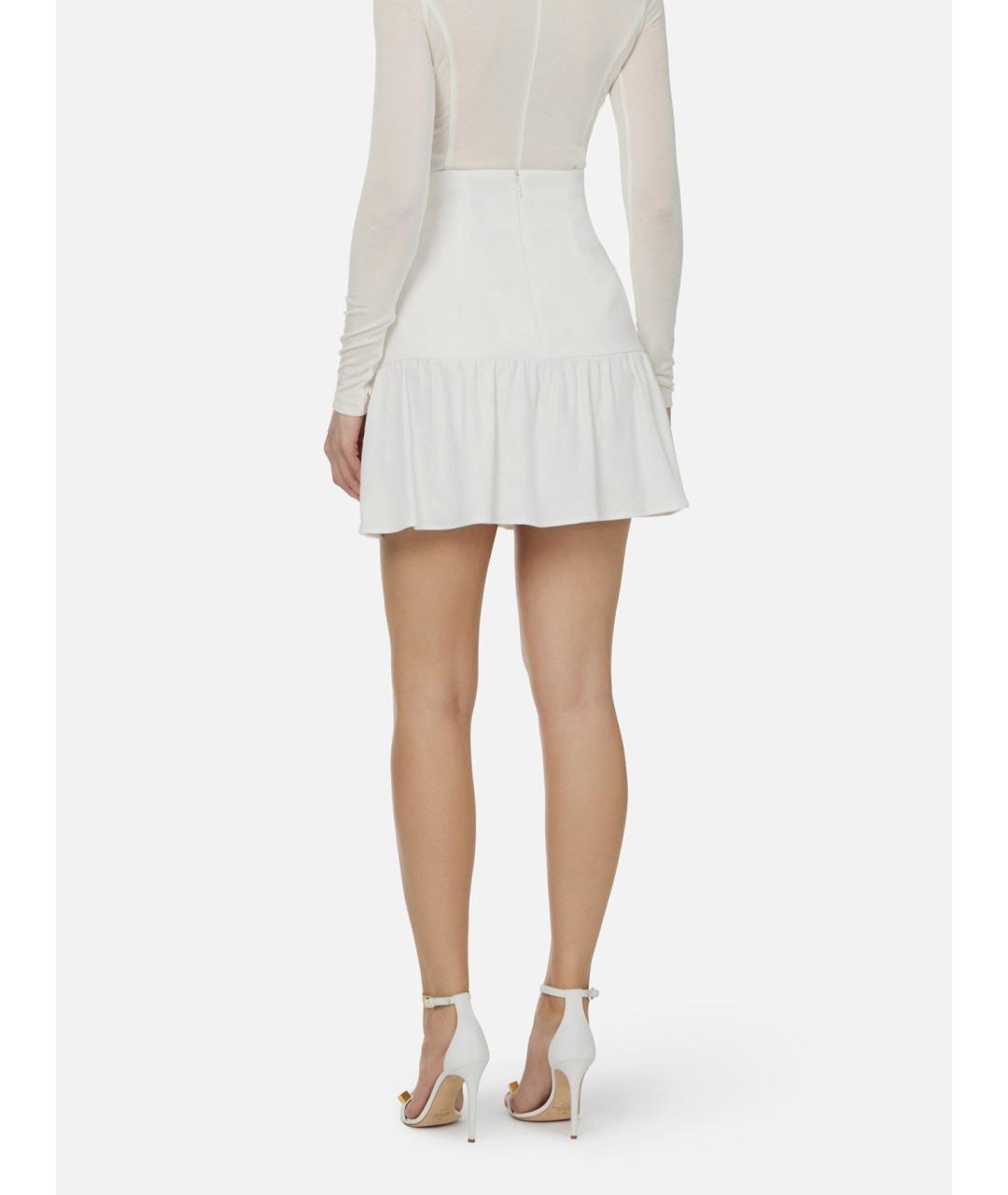 ELISABETTA FRANCHI Белая льняная юбка мини, фото 2