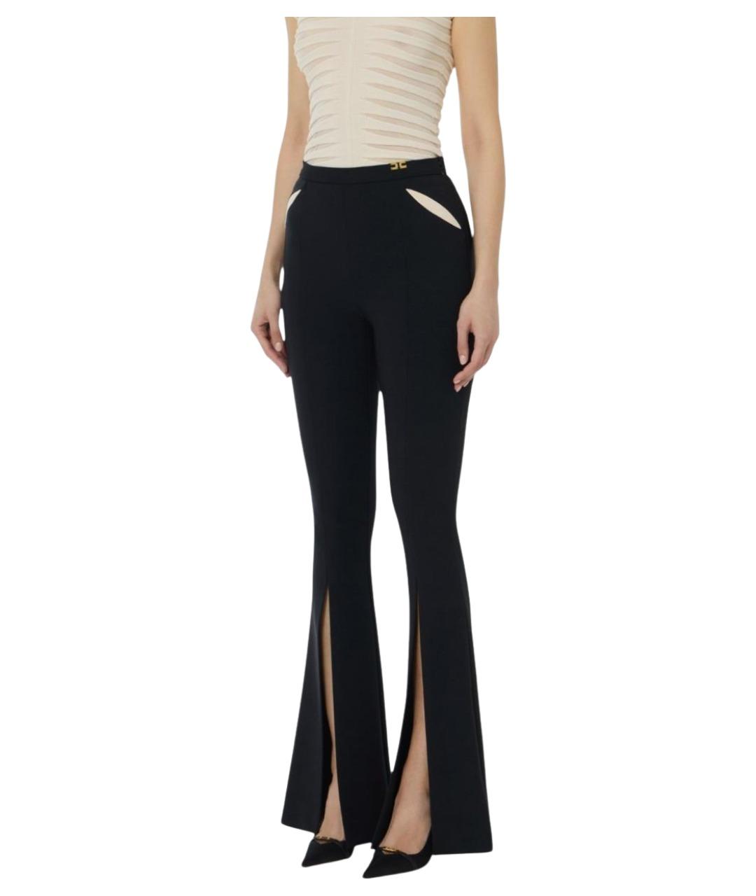 ELISABETTA FRANCHI Черные полиэстеровые брюки узкие, фото 1