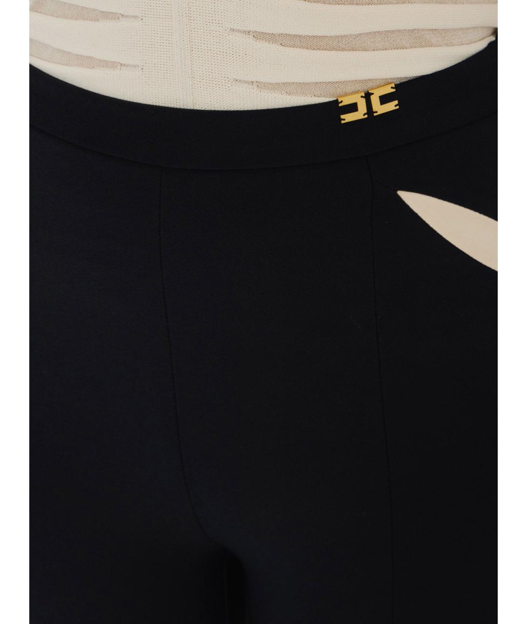 ELISABETTA FRANCHI Черные полиэстеровые брюки узкие, фото 3