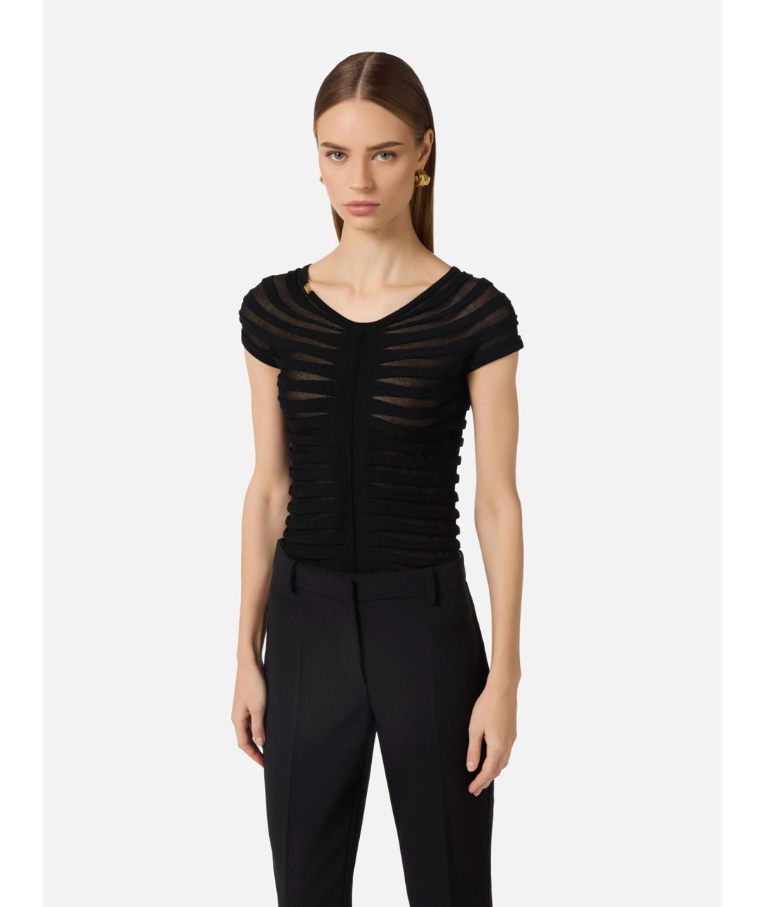 ELISABETTA FRANCHI Черная вискозная блузы, фото 3