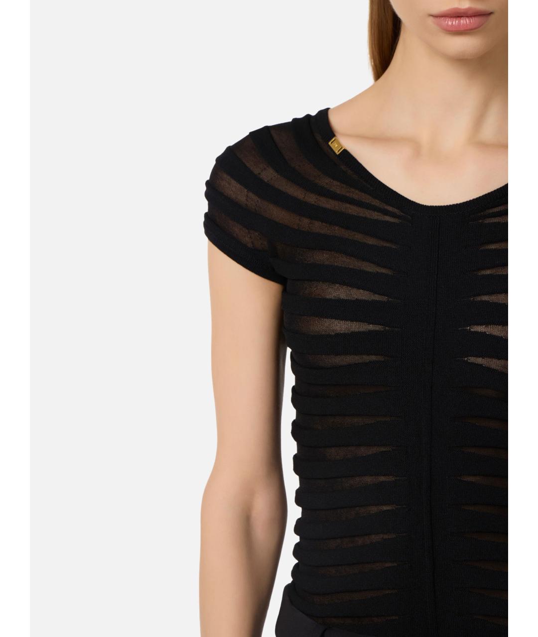 ELISABETTA FRANCHI Черная вискозная блузы, фото 4