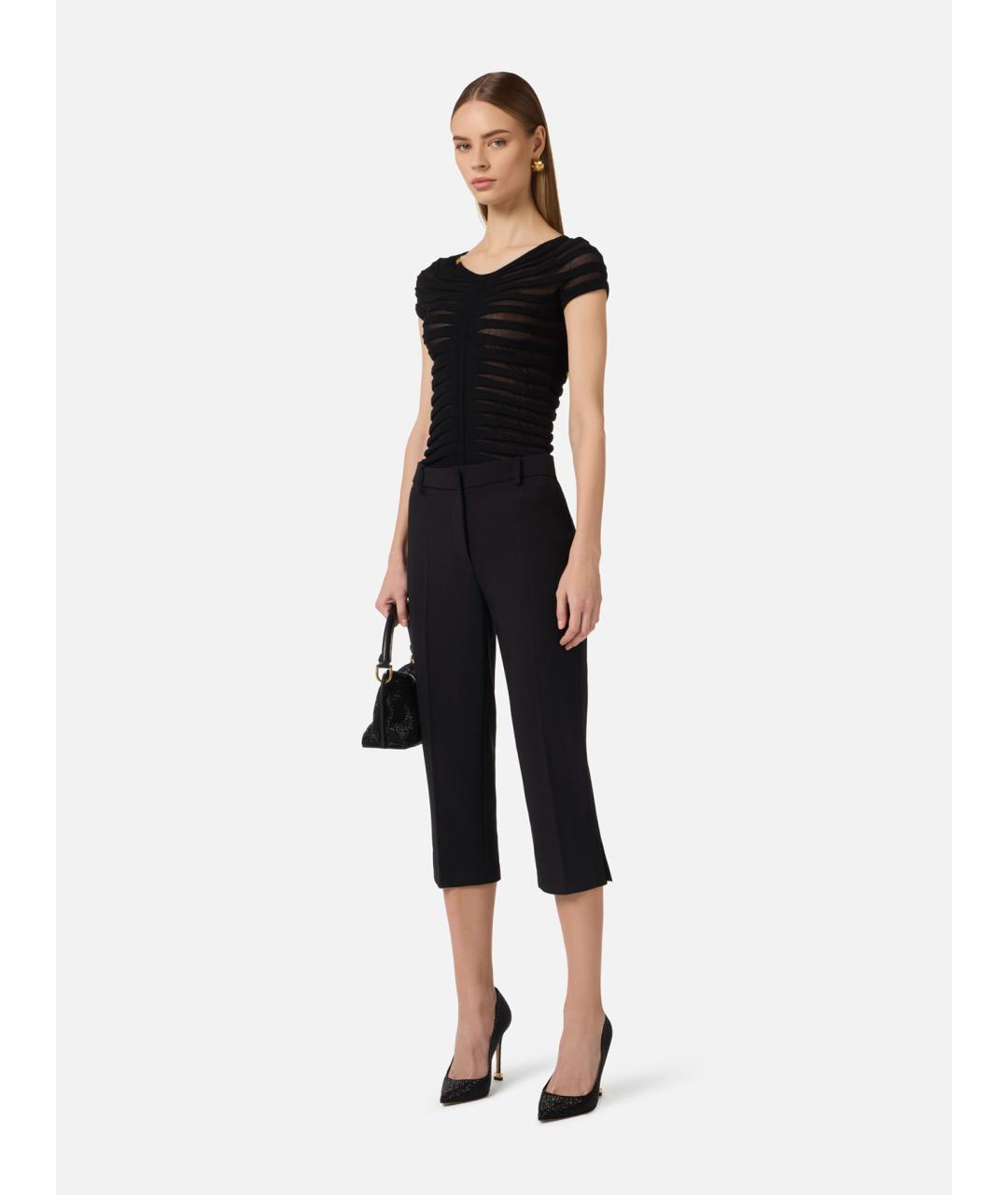 ELISABETTA FRANCHI Черная вискозная блузы, фото 2