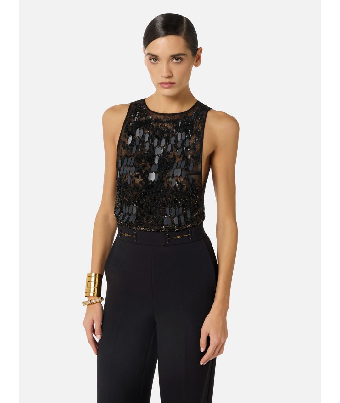 ELISABETTA FRANCHI Черный полиэстеровый комбинезон, фото 3