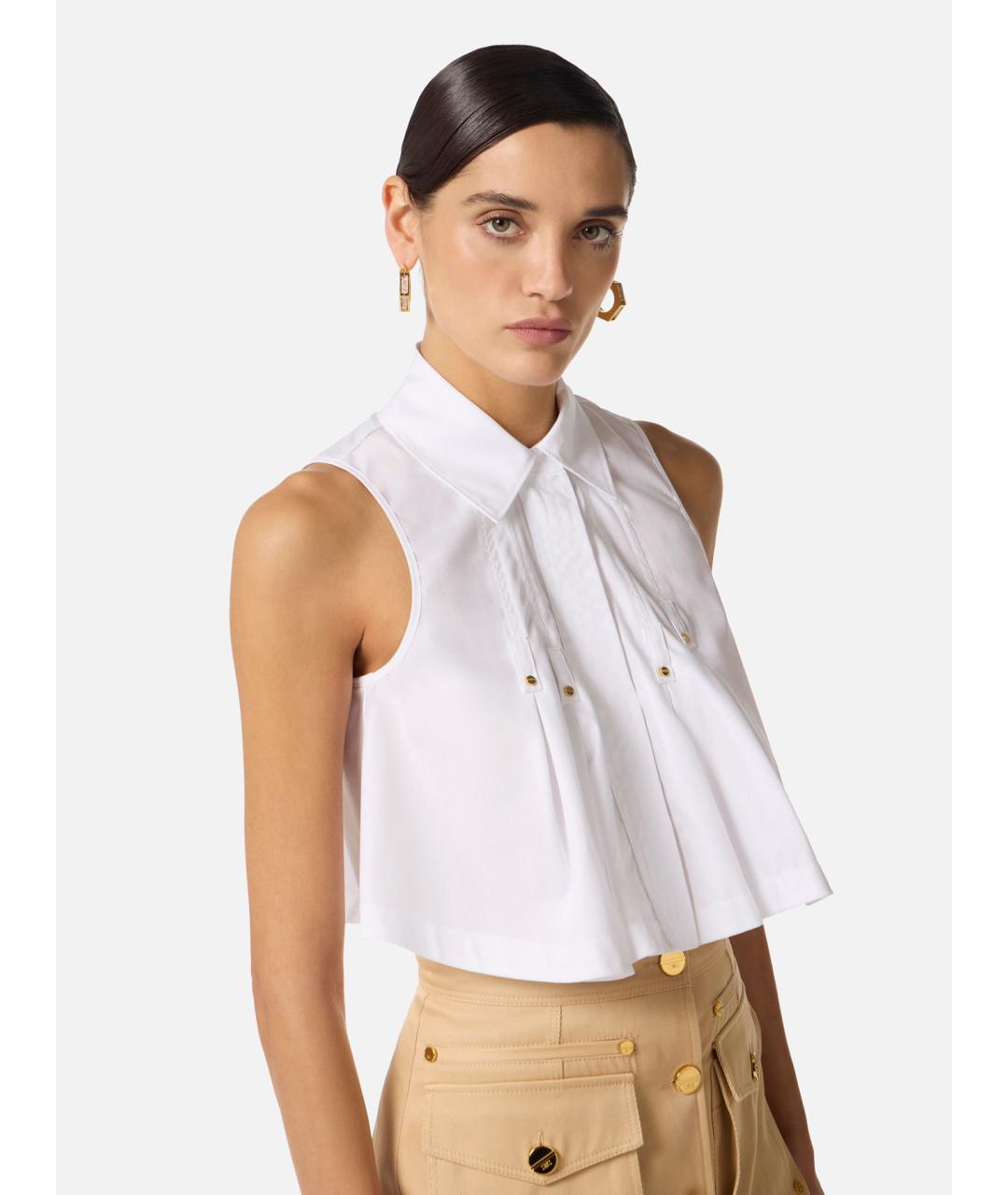 ELISABETTA FRANCHI Белая хлопковая рубашка, фото 3