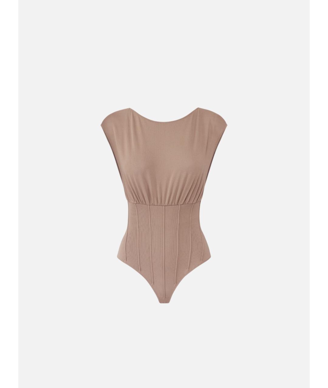 ELISABETTA FRANCHI Коричневое вискозное боди, фото 2