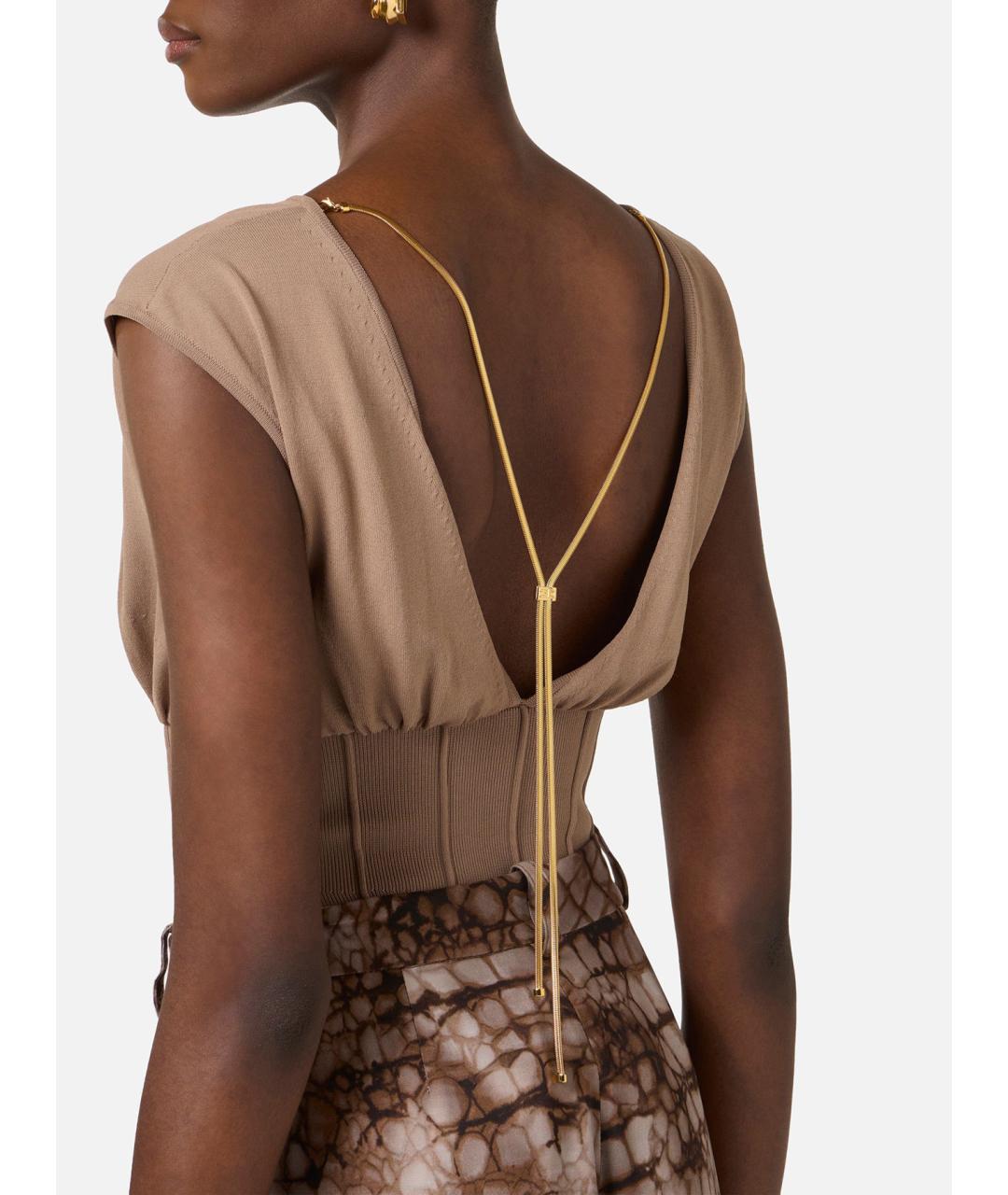 ELISABETTA FRANCHI Коричневое вискозное боди, фото 4