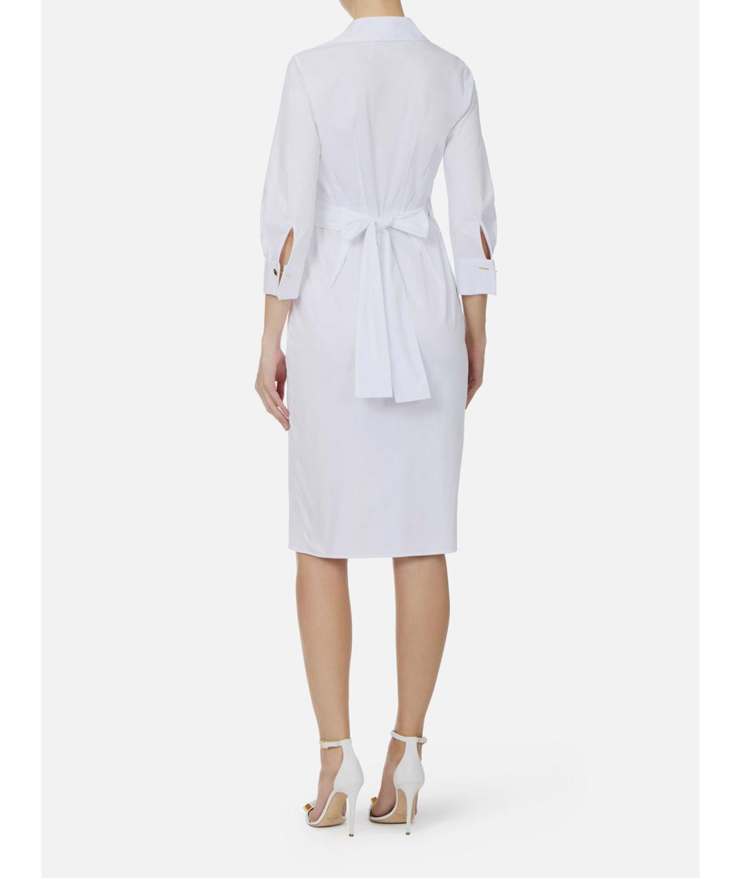 ELISABETTA FRANCHI Белое хлопковое повседневное платье, фото 3