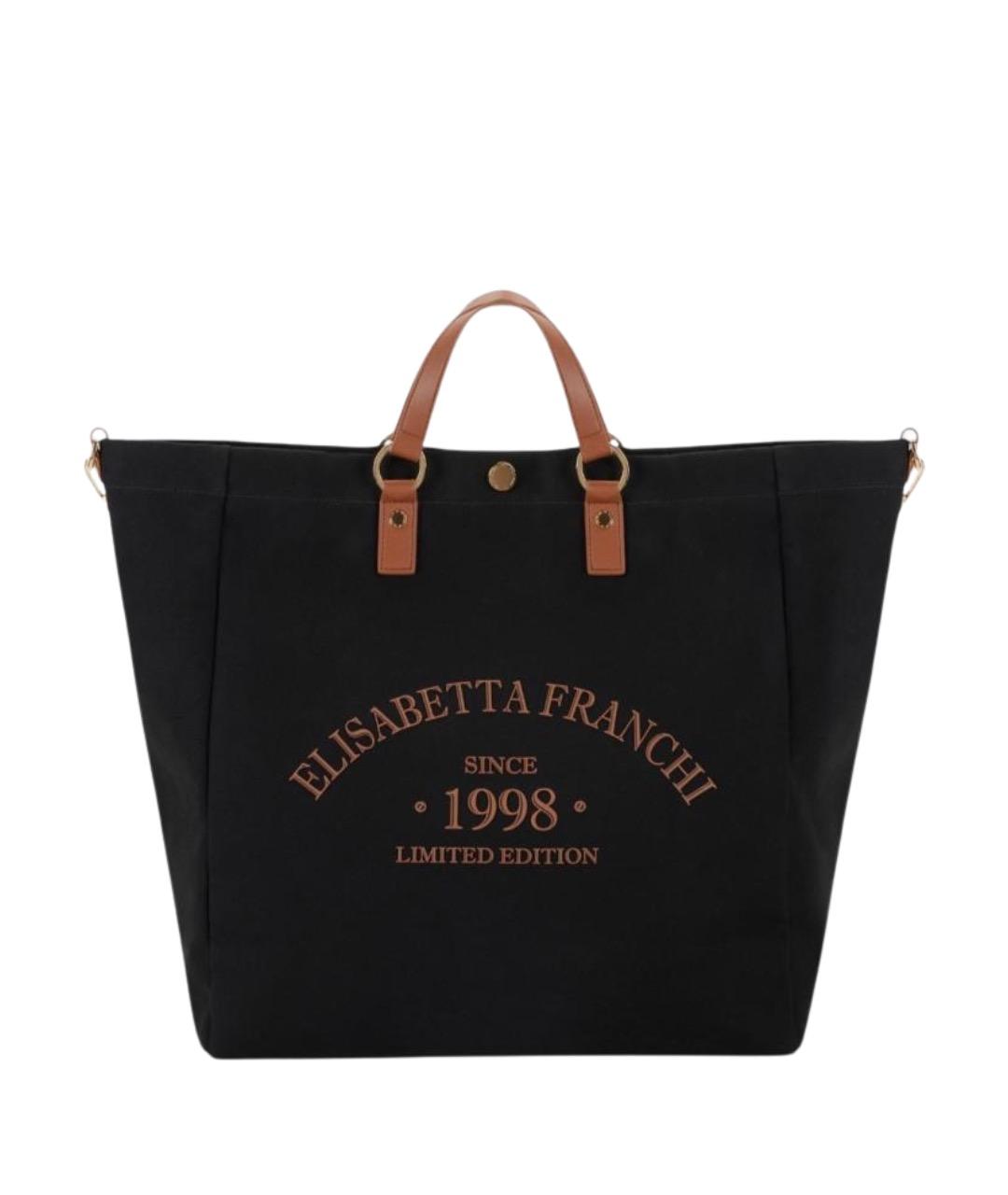 ELISABETTA FRANCHI Черная хлопковая сумка тоут, фото 1