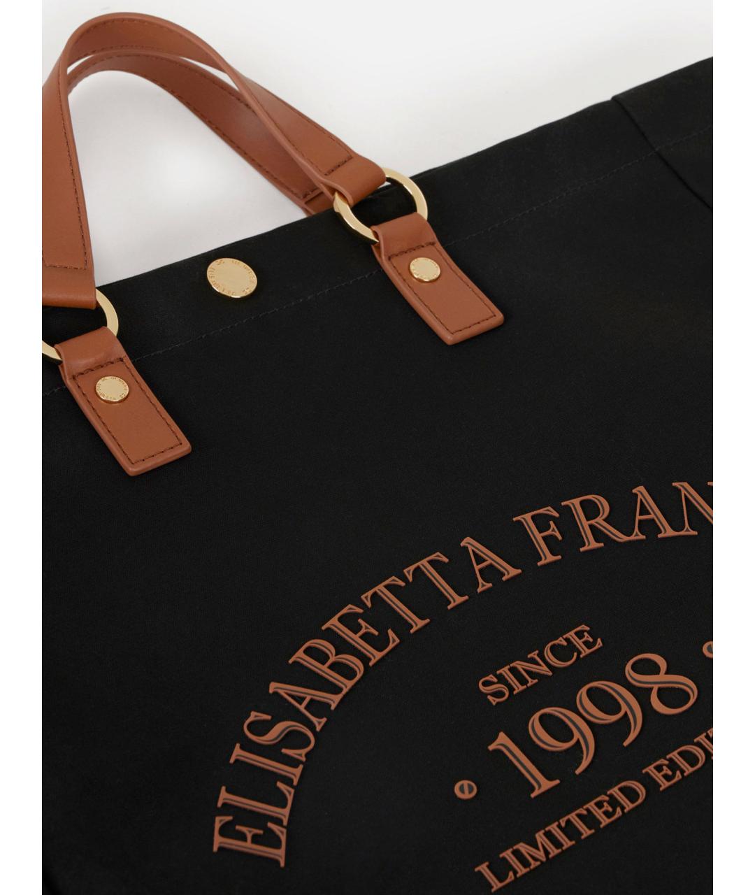 ELISABETTA FRANCHI Черная хлопковая сумка тоут, фото 5