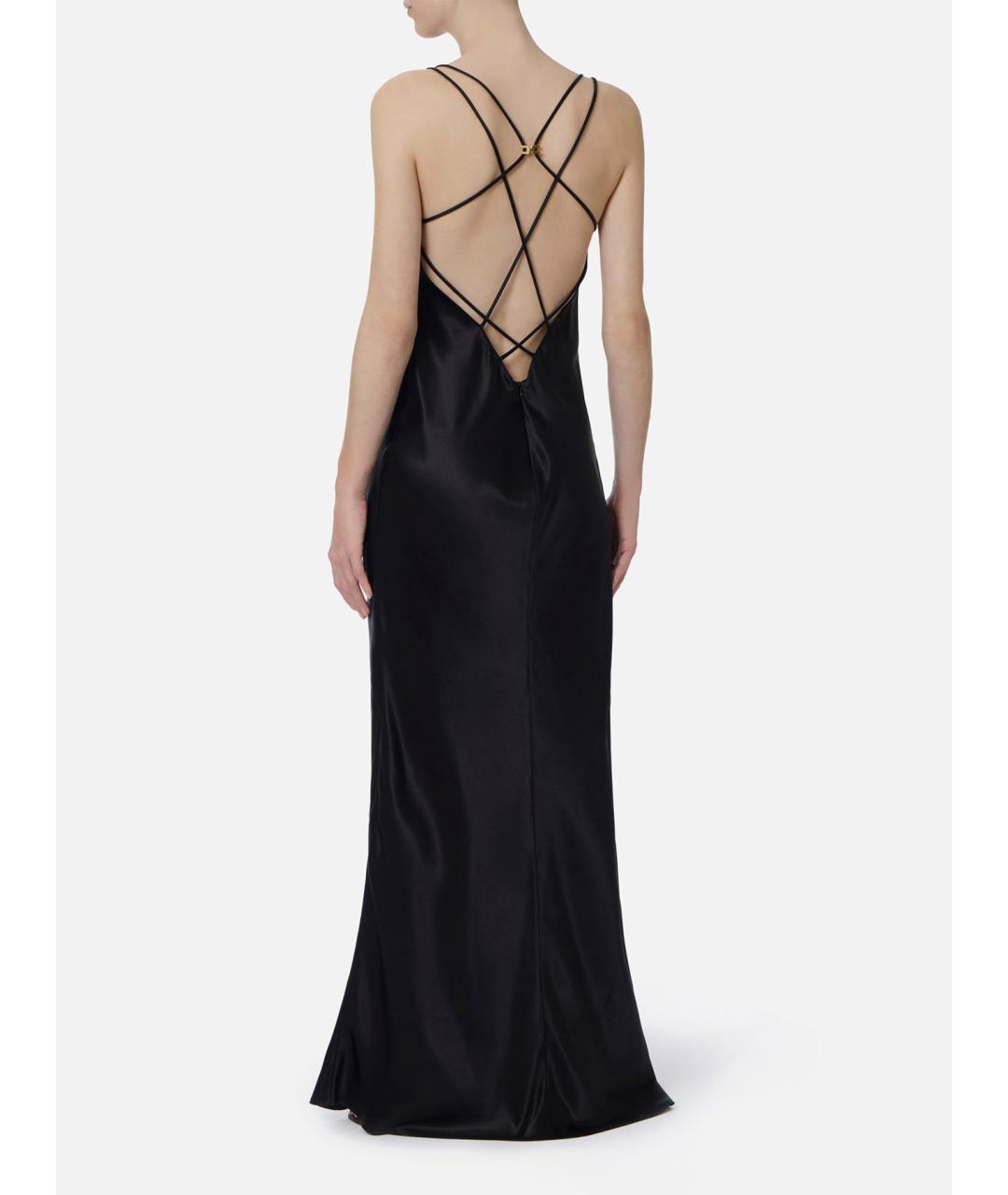 ELISABETTA FRANCHI Черное шелковое вечернее платье, фото 4