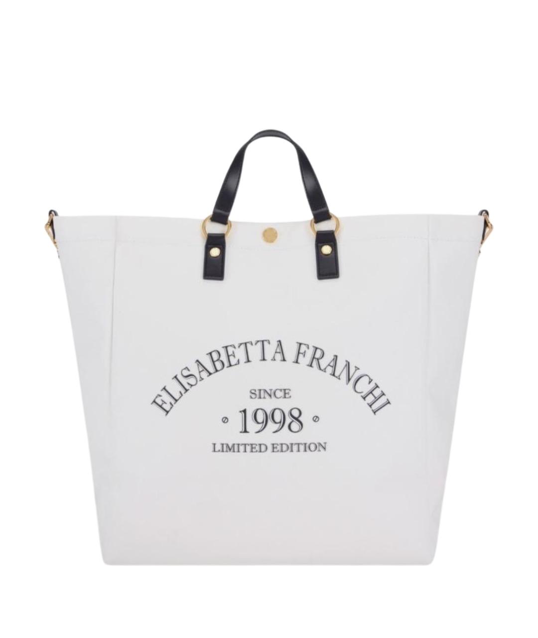 ELISABETTA FRANCHI Белая хлопковая сумка тоут, фото 1