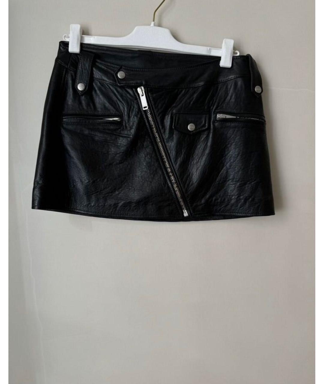 HALFBOY Черная кожаная юбка мини, фото 5