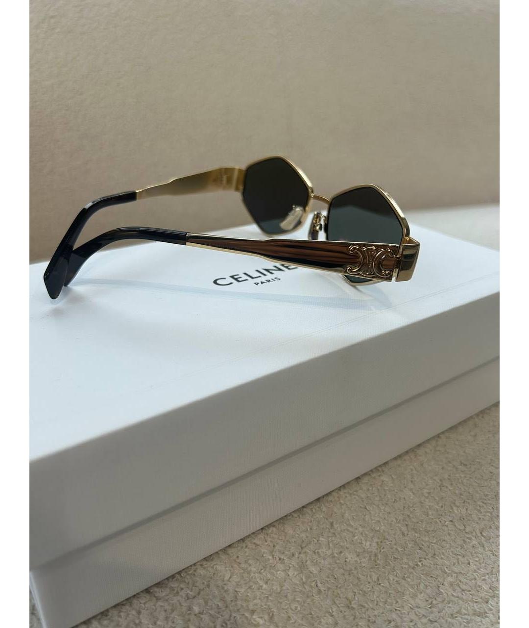 CELINE Золотые металлические солнцезащитные очки, фото 4