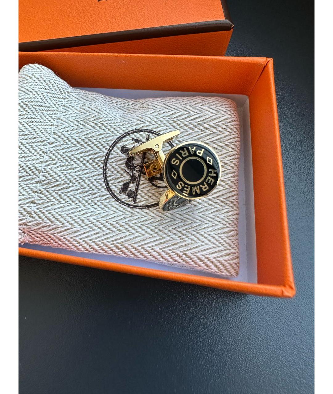 HERMES Черные металлические запонки, фото 3