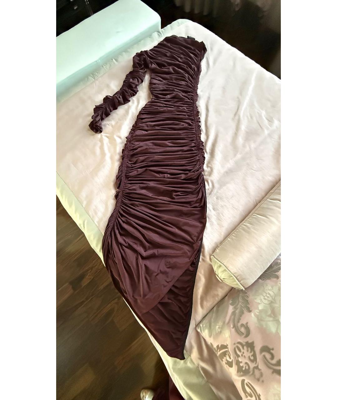 MUGLER Бордовое полиамидовое коктейльное платье, фото 2