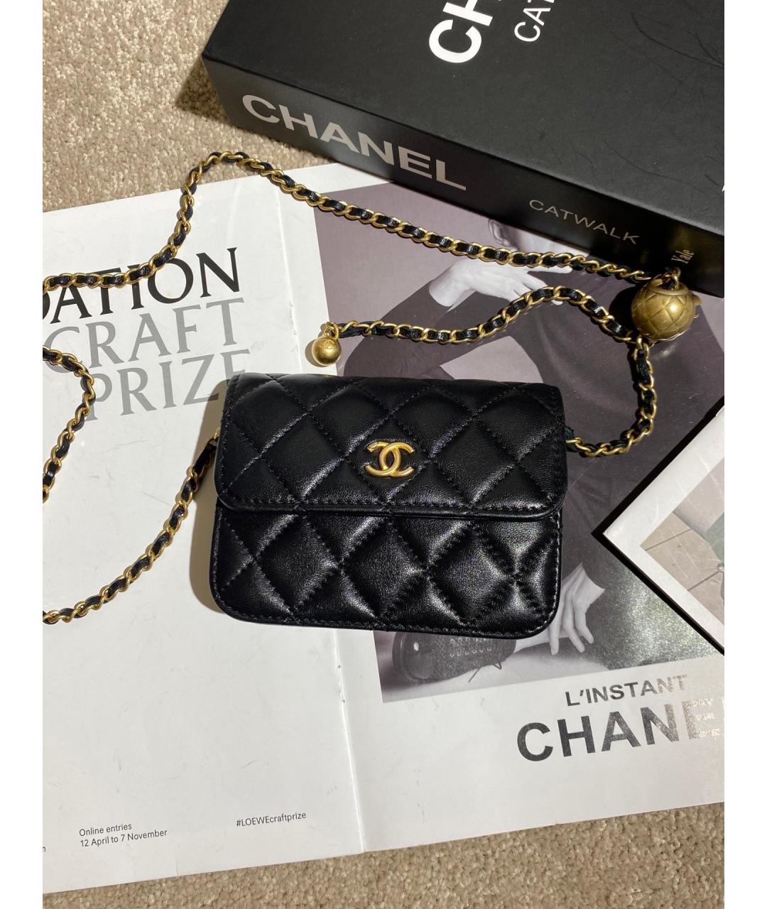 CHANEL Черная кожаная сумка через плечо, фото 7