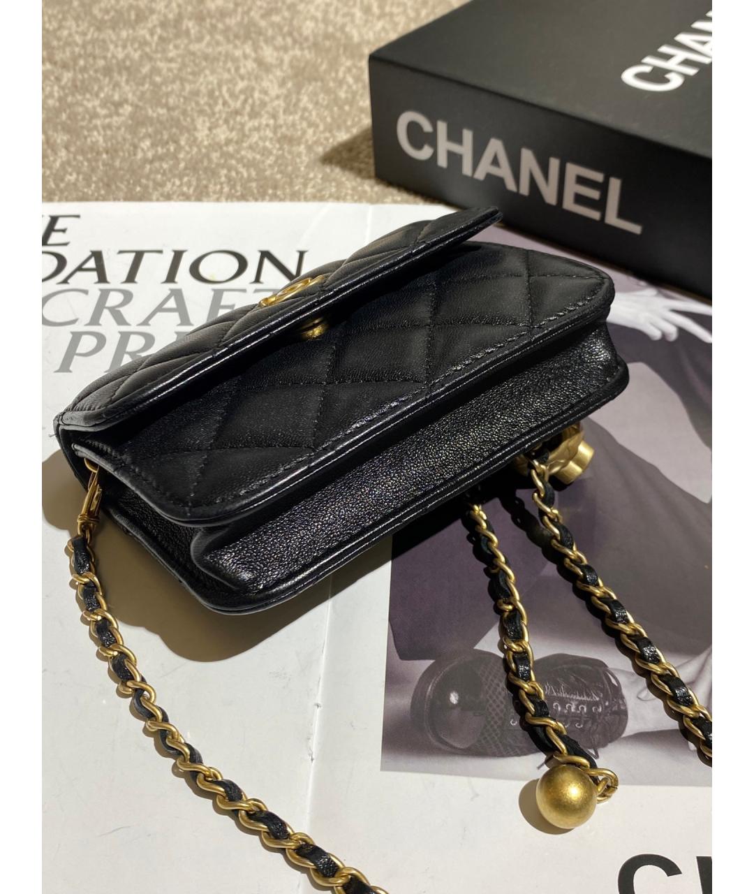 CHANEL Черная кожаная сумка через плечо, фото 5