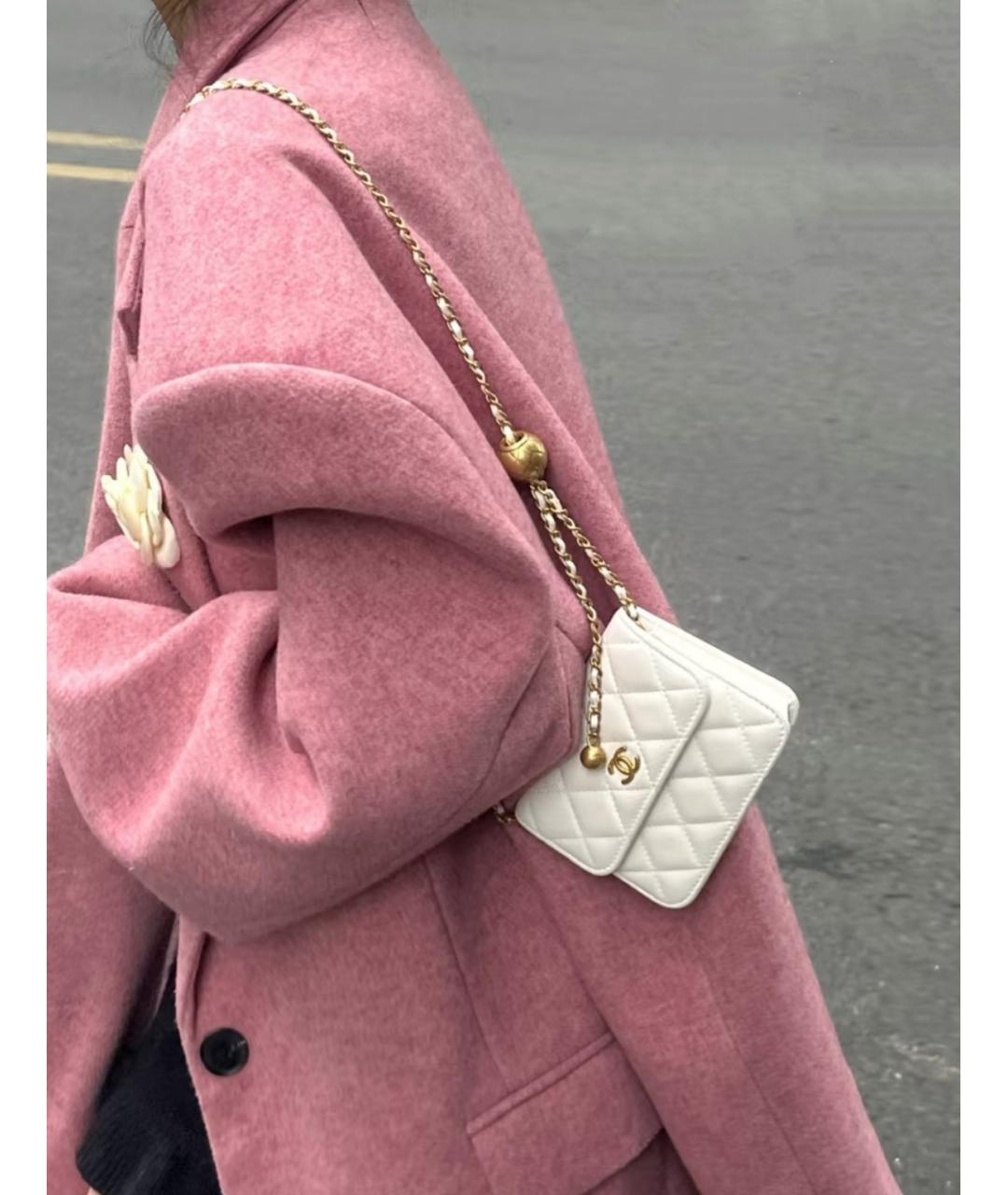 CHANEL Белая кожаная сумка через плечо, фото 4