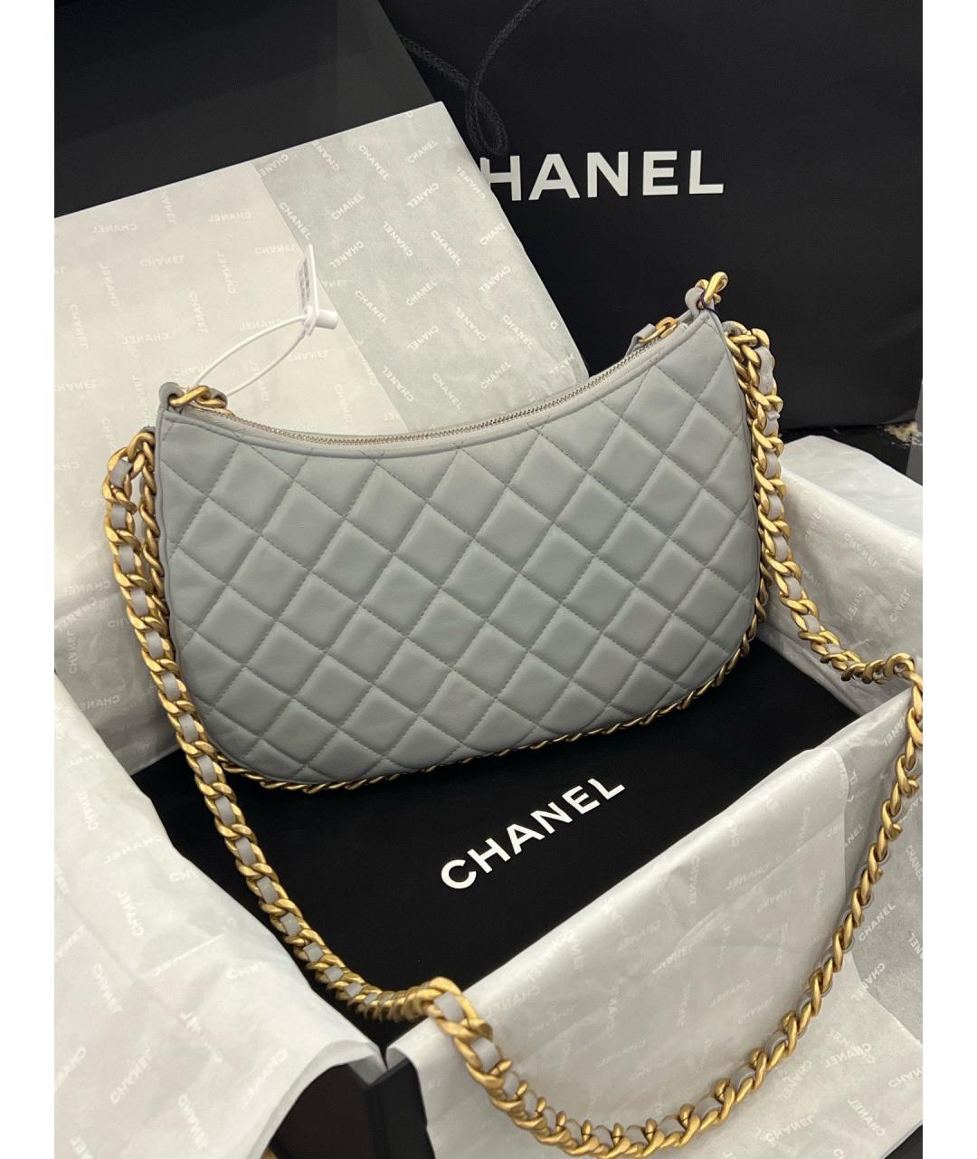 CHANEL Серая кожаная сумка через плечо, фото 2