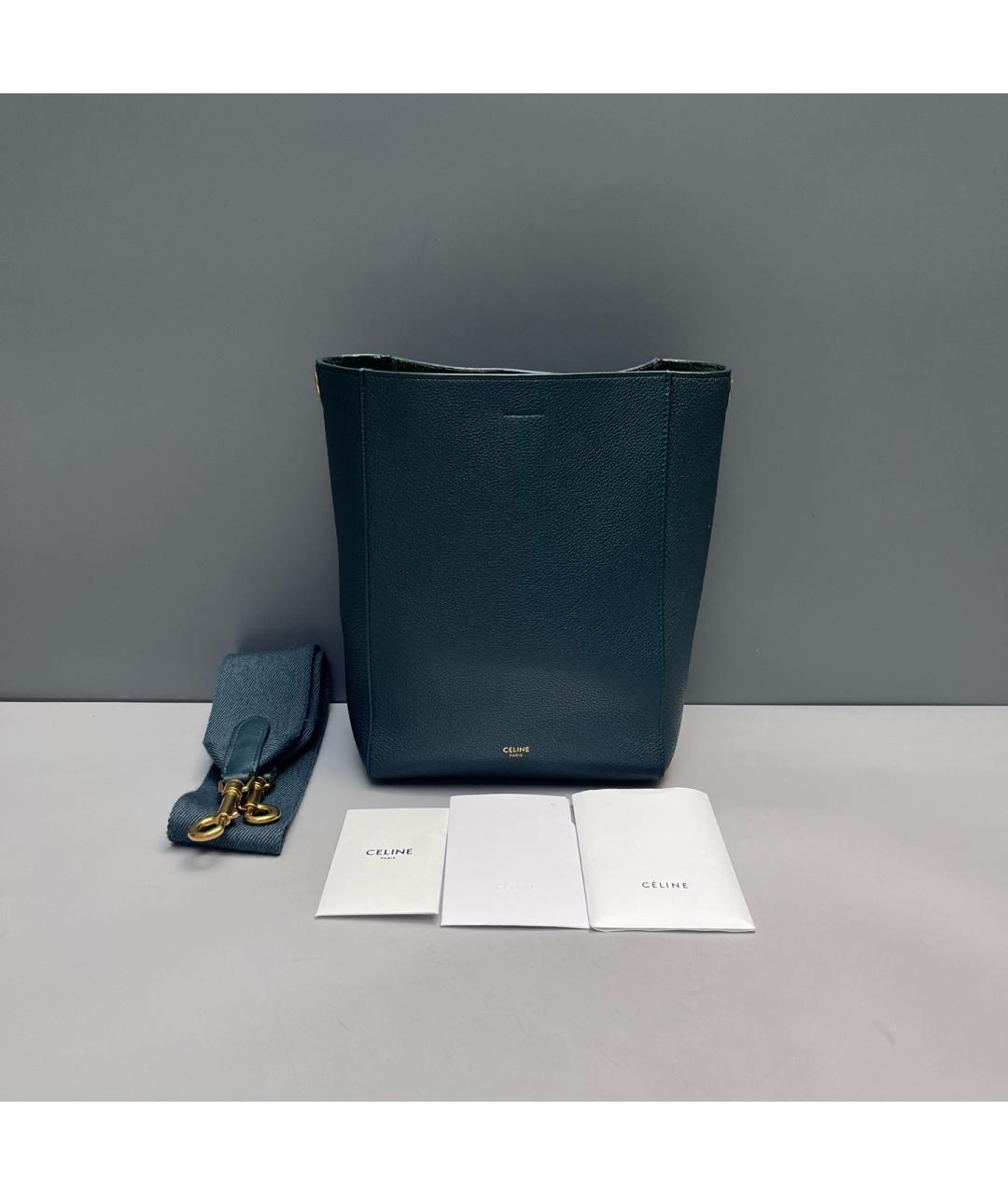 CELINE Зеленая кожаная сумка через плечо, фото 7