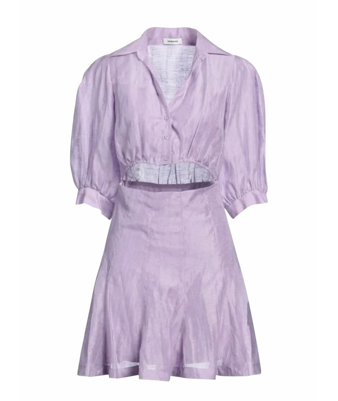 SANDRO Фиолетовое льняное платье, фото 1