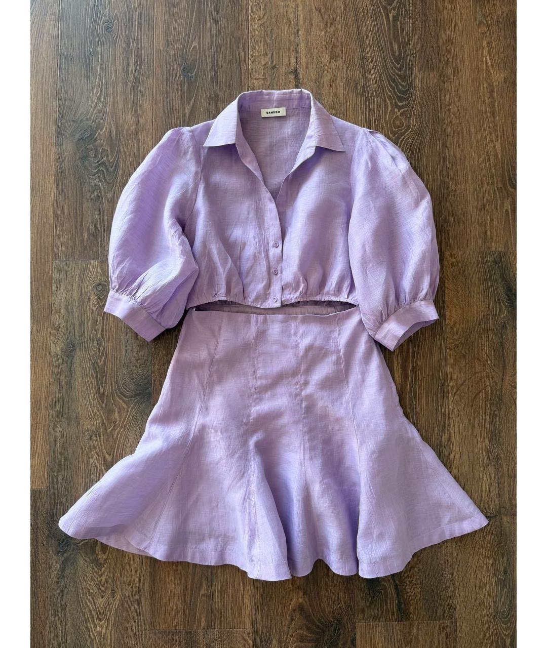 SANDRO Фиолетовое льняное платье, фото 7