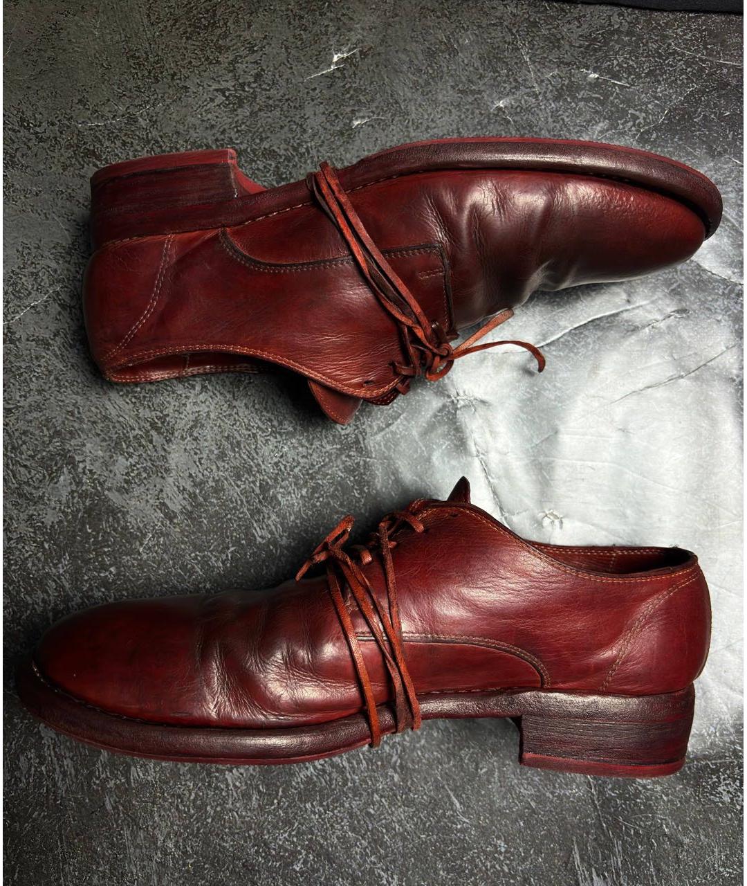 GUIDI Бордовые кожаные туфли, фото 8