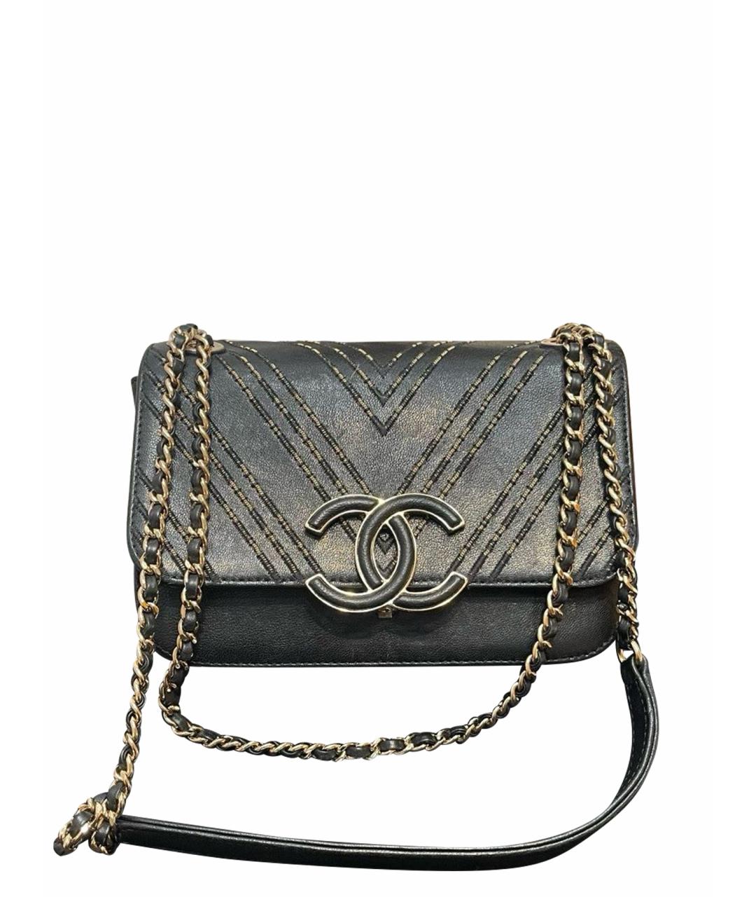 CHANEL Черная кожаная сумка через плечо, фото 1