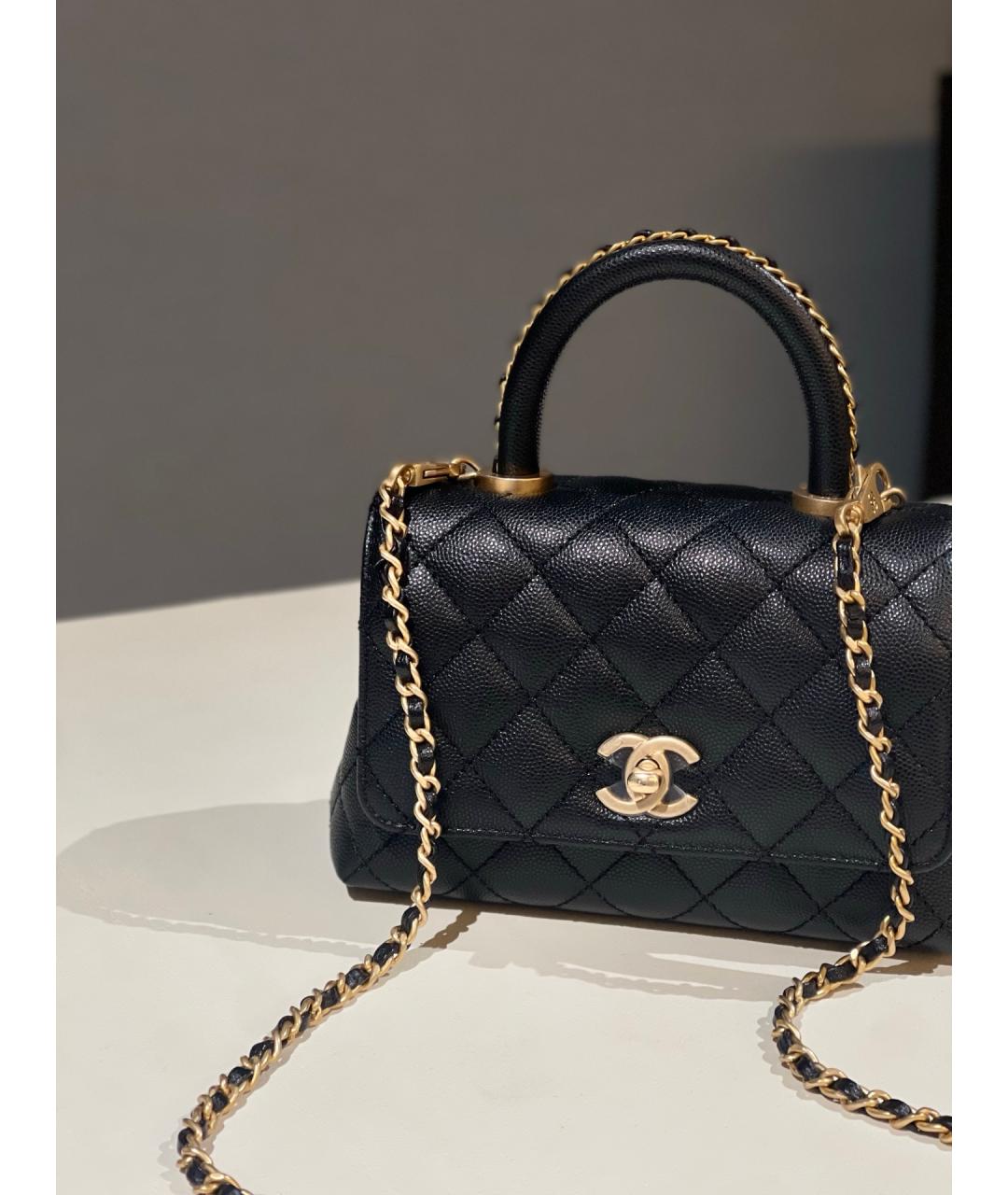 CHANEL Черная кожаная сумка через плечо, фото 6