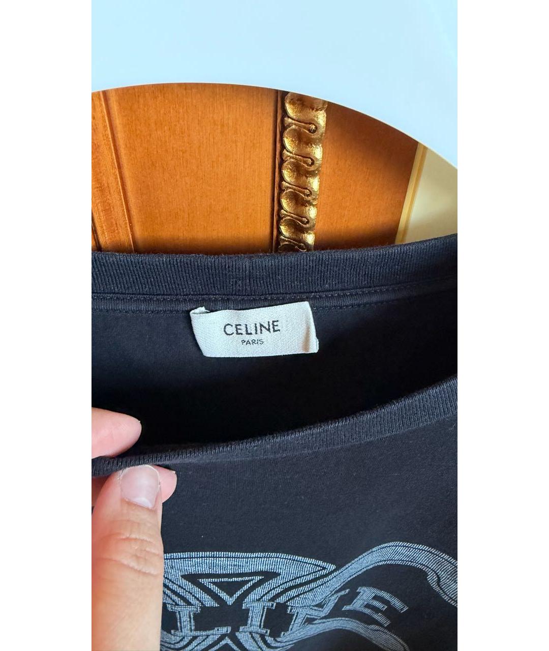 CELINE Черная хлопковая футболка, фото 3