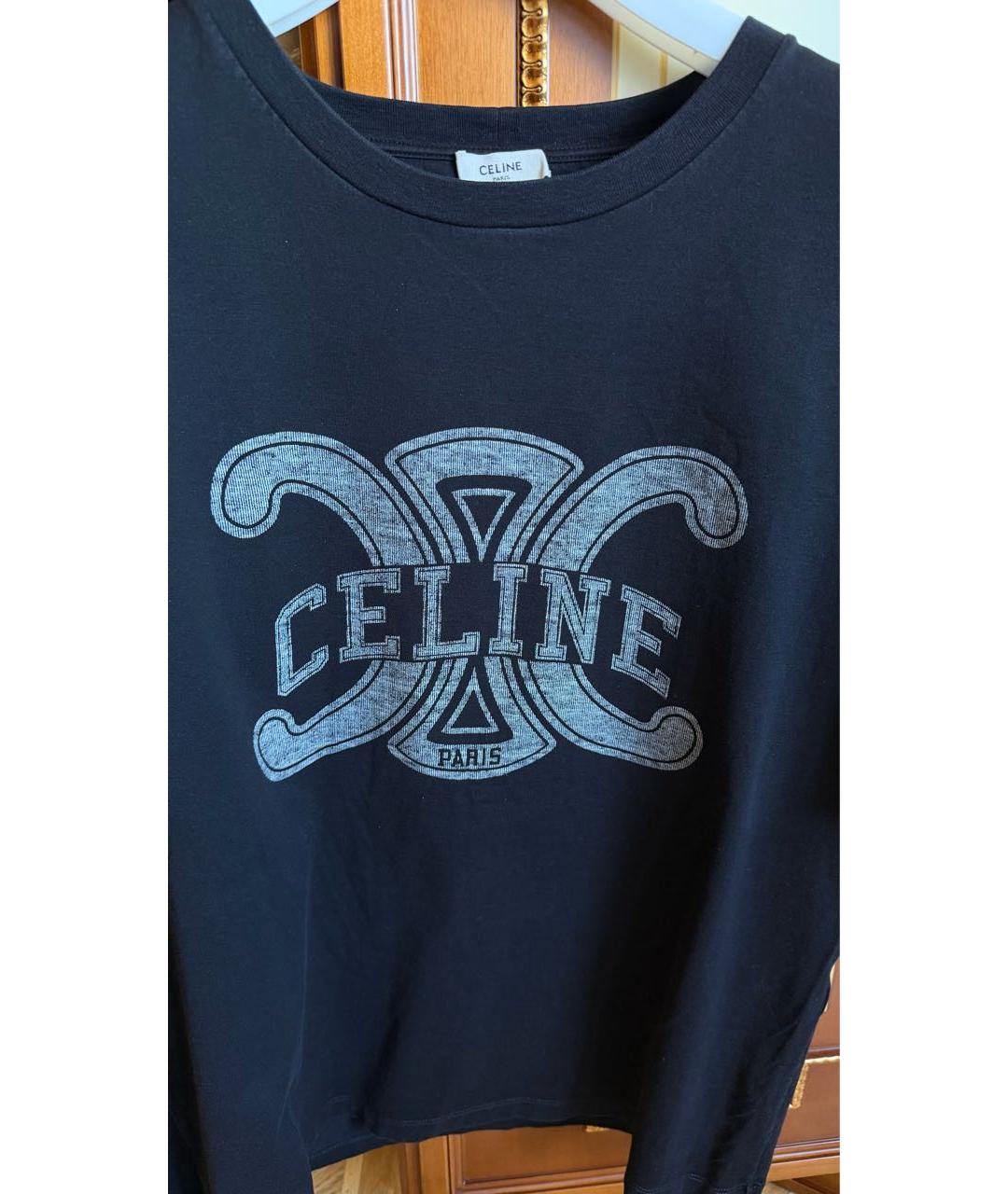 CELINE Черная хлопковая футболка, фото 4