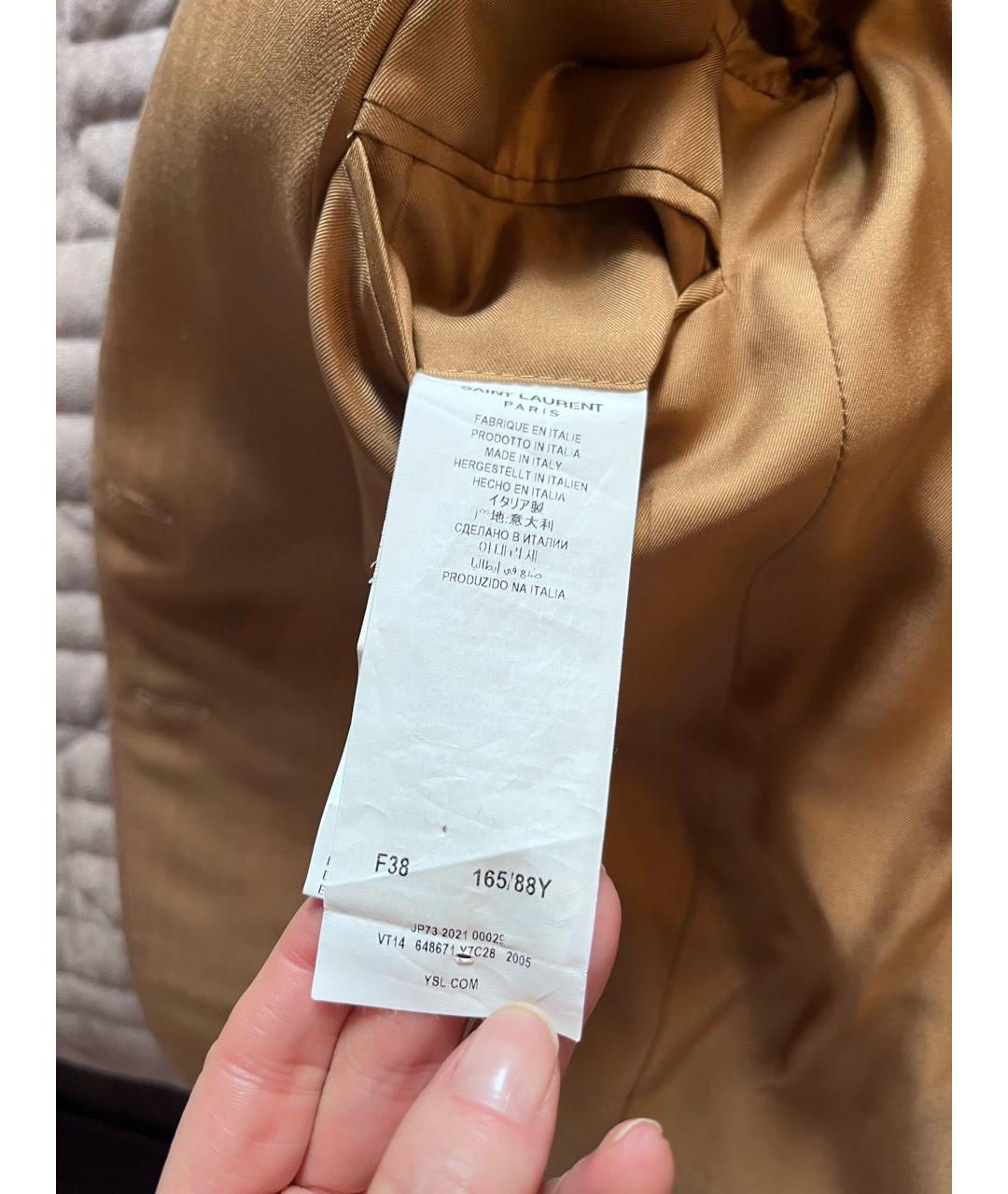 SAINT LAURENT Коричневый шерстяной жакет/пиджак, фото 4