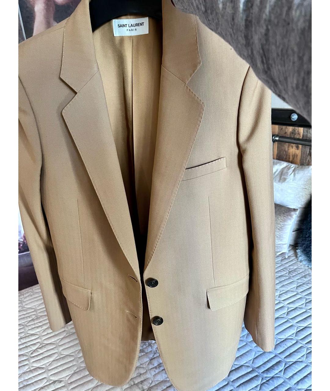 SAINT LAURENT Коричневый шерстяной жакет/пиджак, фото 5
