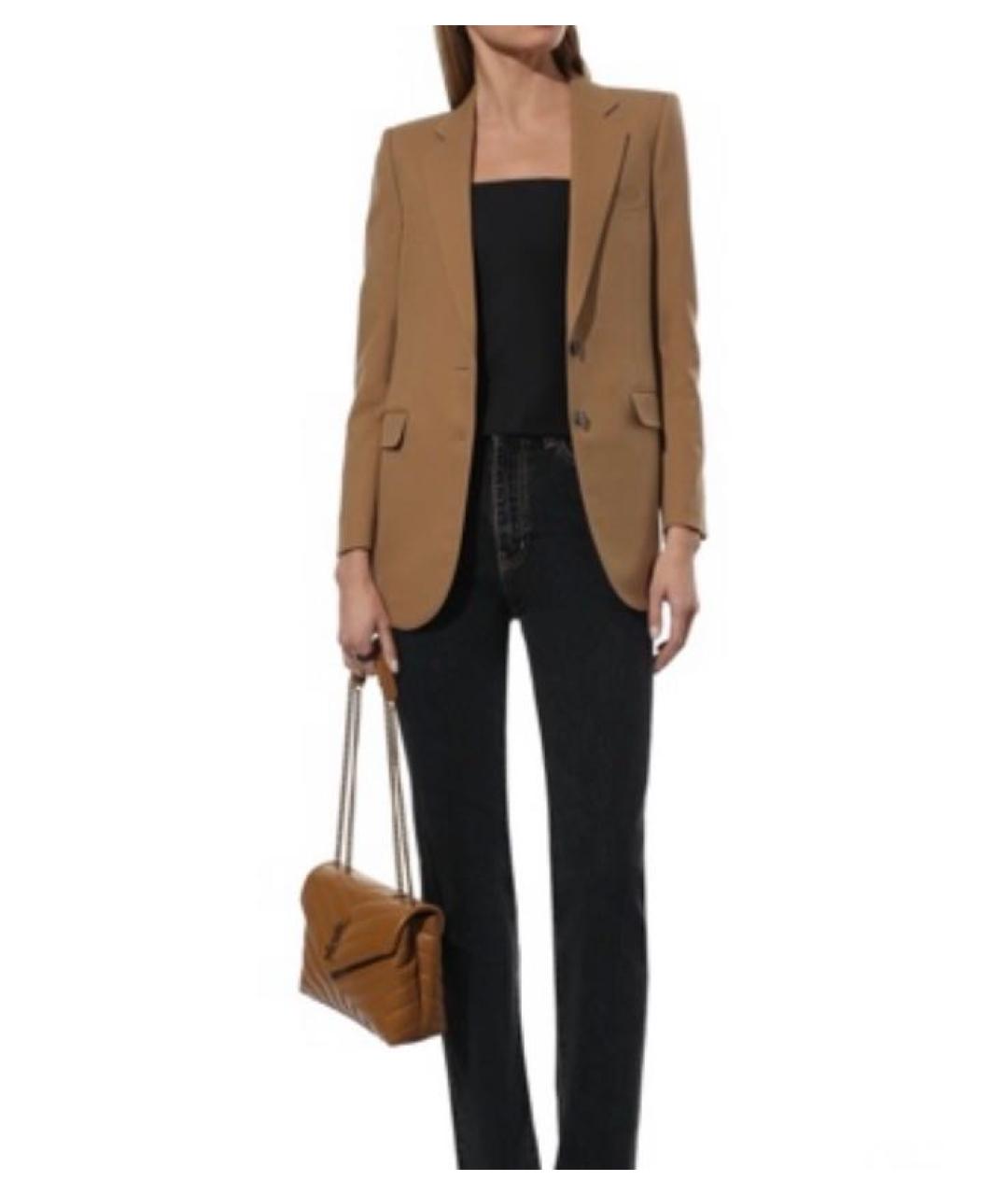 SAINT LAURENT Коричневый шерстяной жакет/пиджак, фото 6