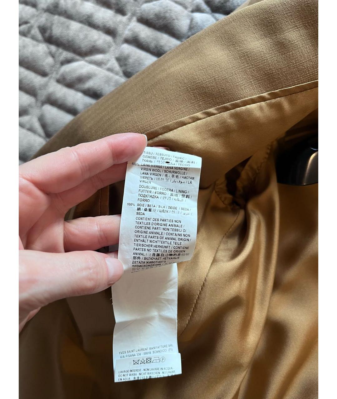 SAINT LAURENT Коричневый шерстяной жакет/пиджак, фото 8