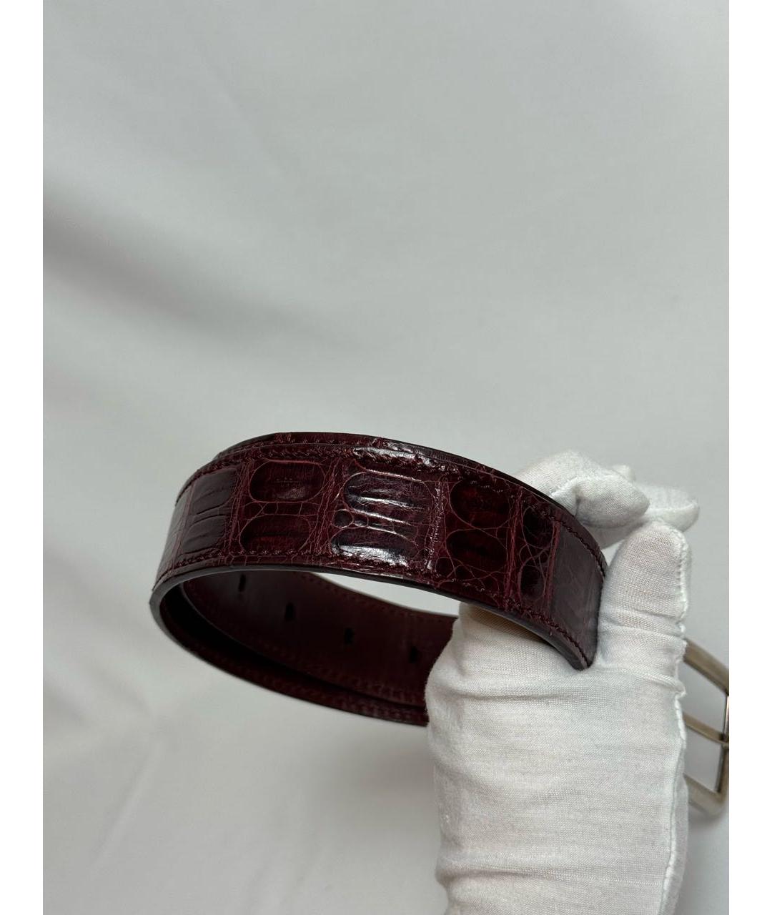 BRIONI Бордовый ремень из экзотической кожи, фото 4