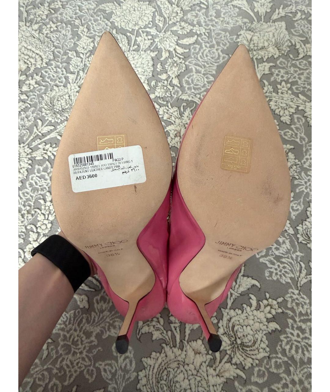 JIMMY CHOO Розовые кожаные туфли, фото 3