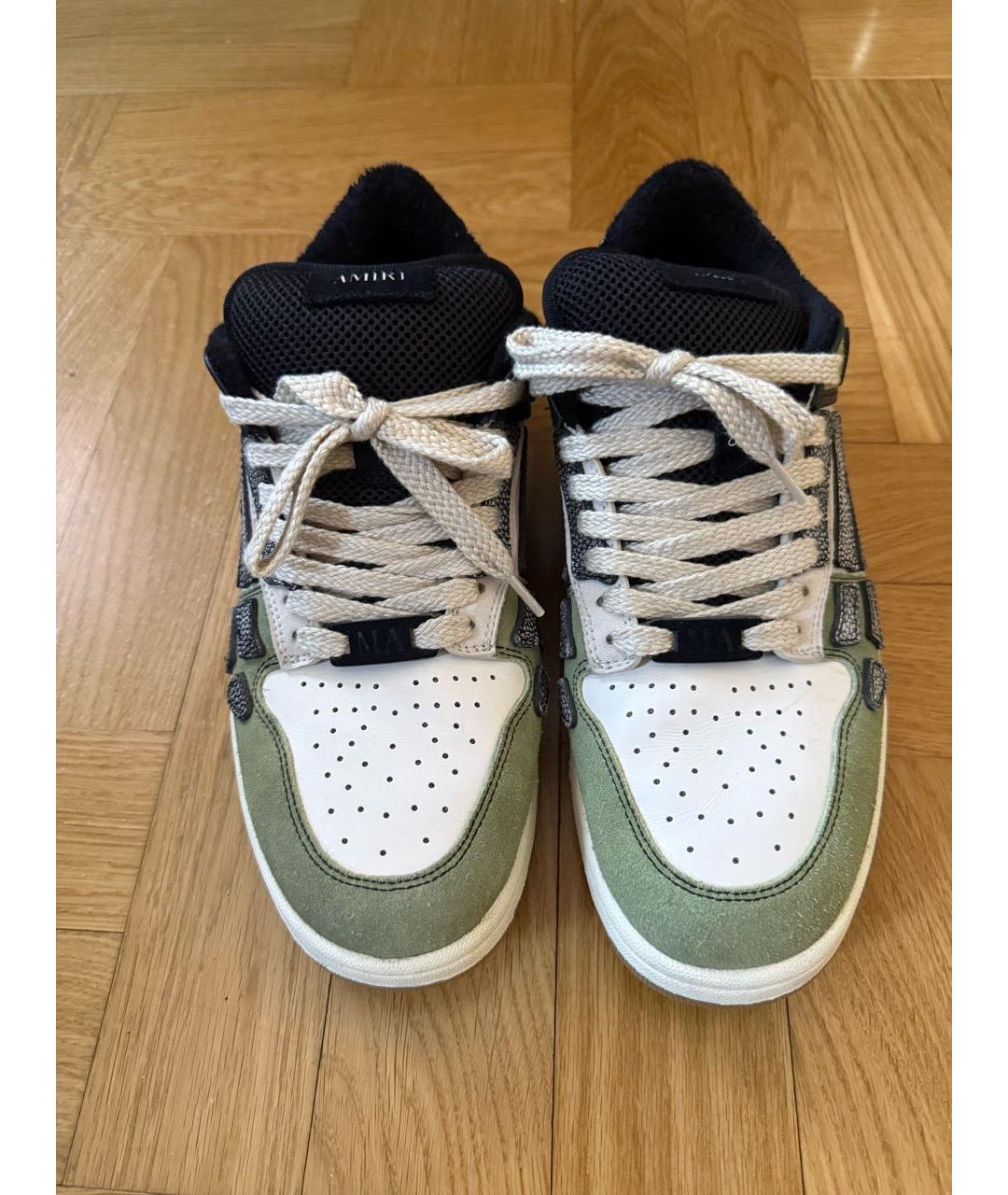 AMIRI Зеленые кожаные низкие кроссовки / кеды, фото 2