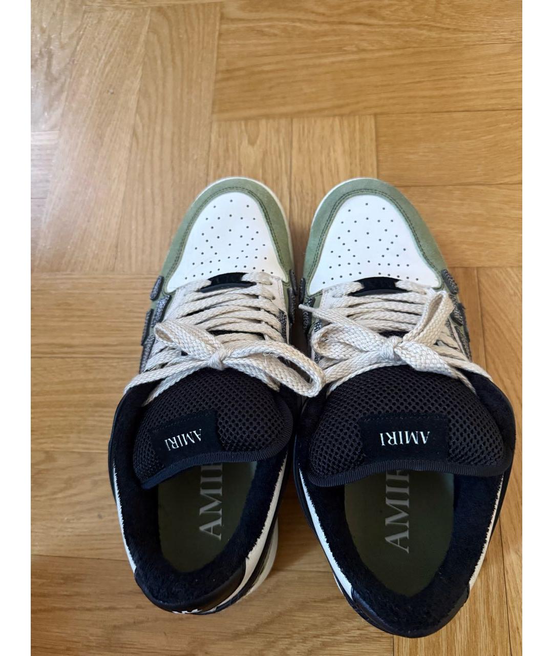 AMIRI Зеленые кожаные низкие кроссовки / кеды, фото 3