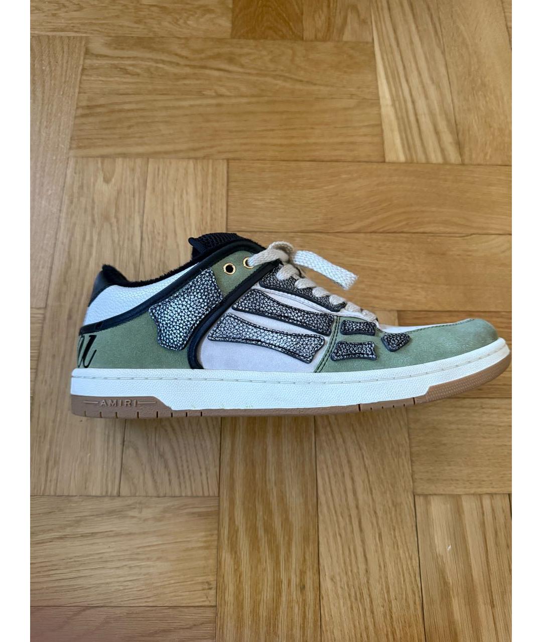 AMIRI Зеленые кожаные низкие кроссовки / кеды, фото 5