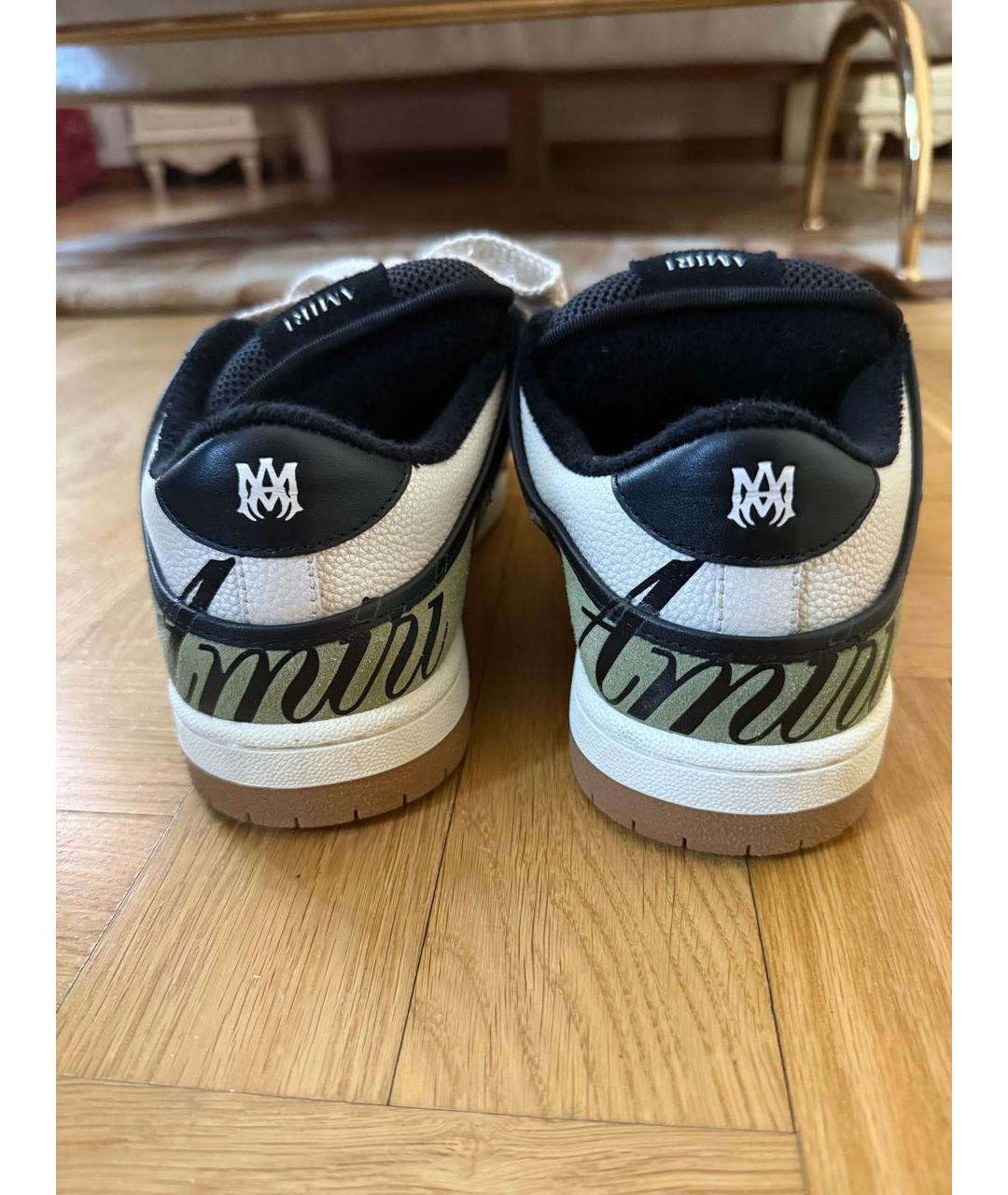 AMIRI Зеленые кожаные низкие кроссовки / кеды, фото 4