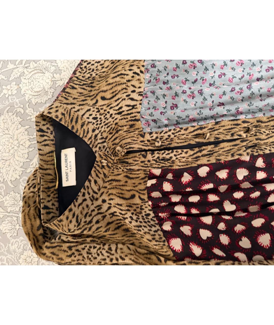 SAINT LAURENT Мульти шелковое повседневное платье, фото 2