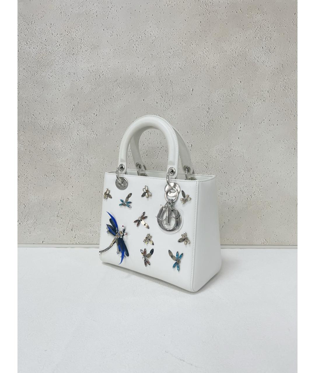 CHRISTIAN DIOR Белая кожаная сумка с короткими ручками, фото 4