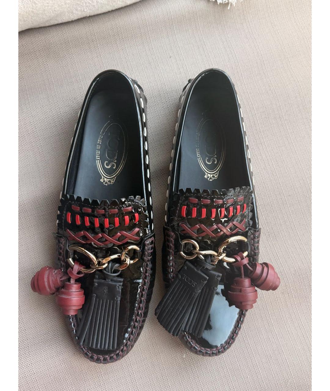 TOD'S Бордовые лоферы из лакированной кожи, фото 8