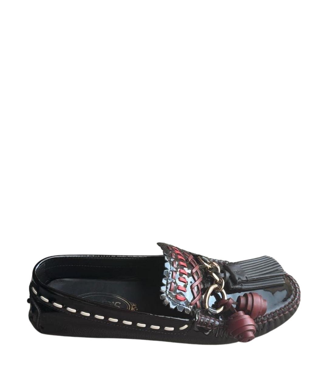 TOD'S Бордовые лоферы из лакированной кожи, фото 1
